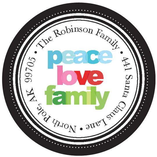 Peace Love Family Round Address Labels